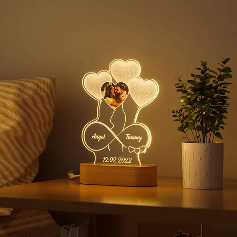 Personalized  Photo 3D Light, w/Customized Text Light - For EVERY Occasion - SHIPPED IN USA