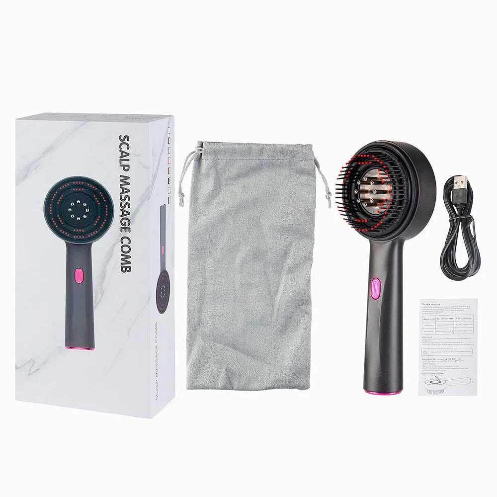 Electric Vibration Massage & Volume Comb - Red Light Therapy - Hair Growth Massage Scalp Brush, Anti Hair Loss & Liquid Oil Applicator Hair Care
