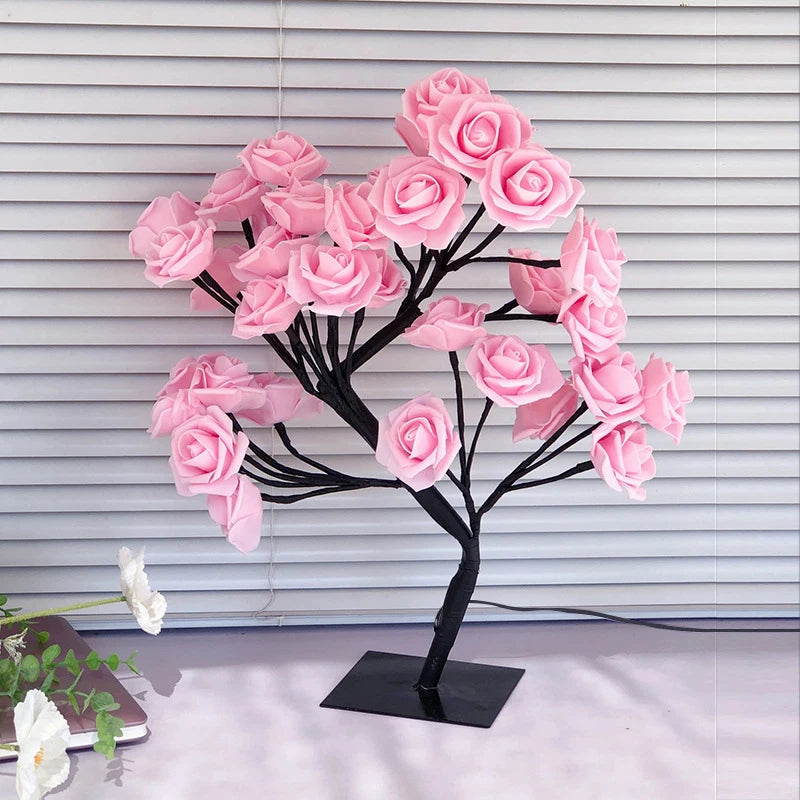LED Rose Tree Lights 24LEDs - USB Operated Table Lamp - Atmosphere Lighting - Wedding Party Gift, Mother's Day, V-Day & Just Because
