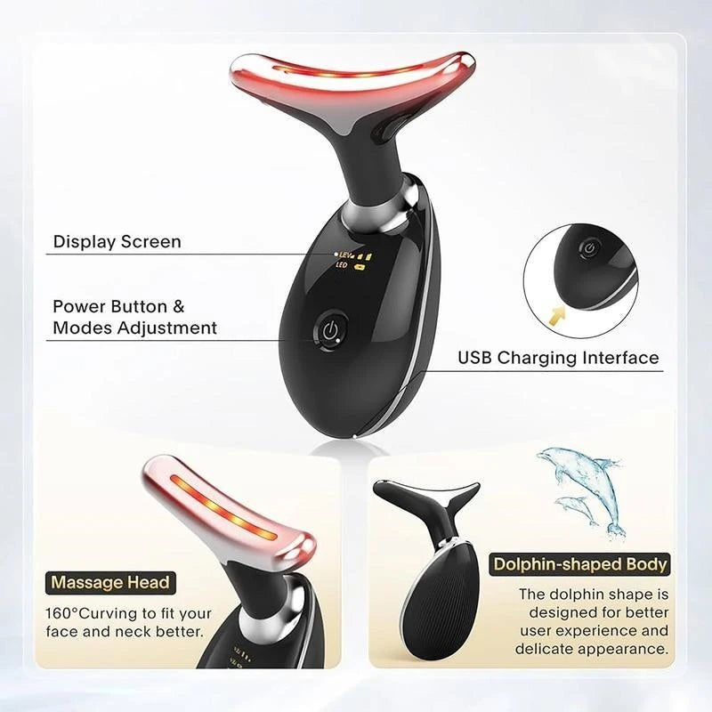 7 in 1 Rejuvenation Instrument - Infrared - Neck & Face Skin Massager & Vibration - 1 Piece Set Portable - USB Charger