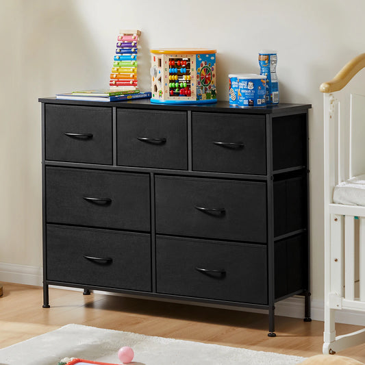 Dresser For Bedroom - 7 Drawers With Fabric Over Wood - Organizer