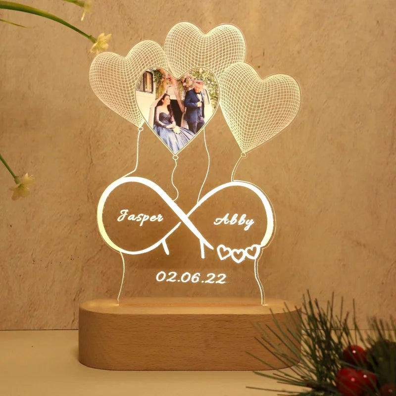 Personalized  Photo 3D Light, w/Customized Text Light - For EVERY Occasion - SHIPPED IN USA