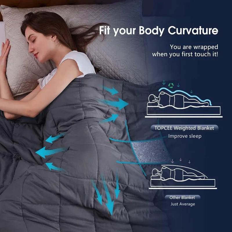 Weighted Blanket (20lbs in Total. 60"x80" Queen Size) Breathable Heavy Microfiber Material