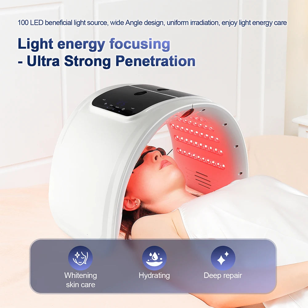 Photon LED Face Mask - 7 Light Colors - Nano Spray - Beauty Machine, Deep Moisturize, Skin Care, Home Use, LED Beauty Mask