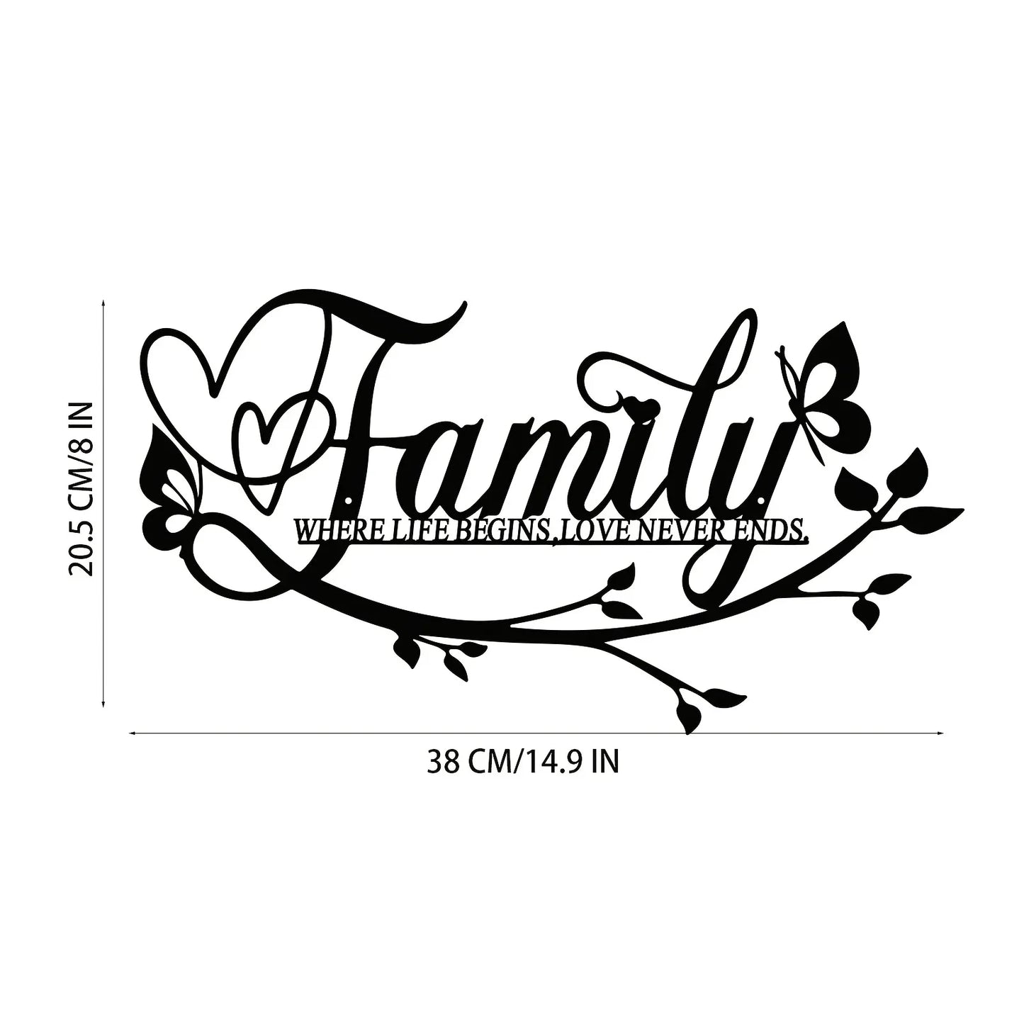 Home Decor, Wall Metal Home Sign, Black Wall Art Flower Letter Sign, Metal Happy Wall Art, for Home Wall Decorations