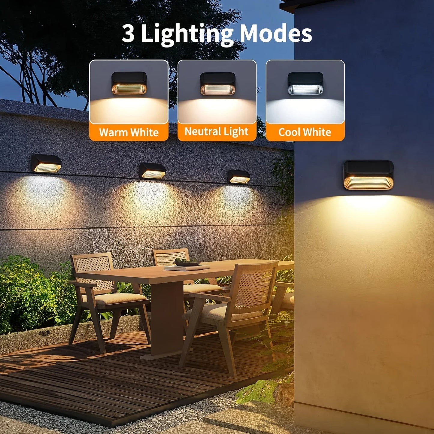 6/12 Pack Fence Solar Powered Lights - Auto On/Off - Solar Deck Lights for Outside - Yard - Fence - Deck - Wall - Patio