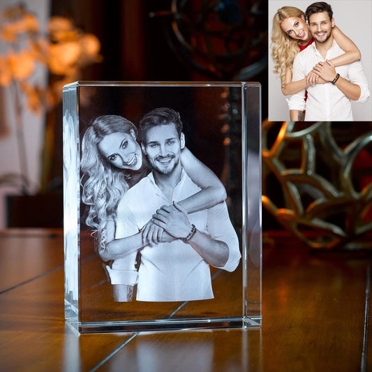 Personalized Custom Gift - Crystal Decor Keepsake -  3D Can Accommendate 1-2 People Or Pets