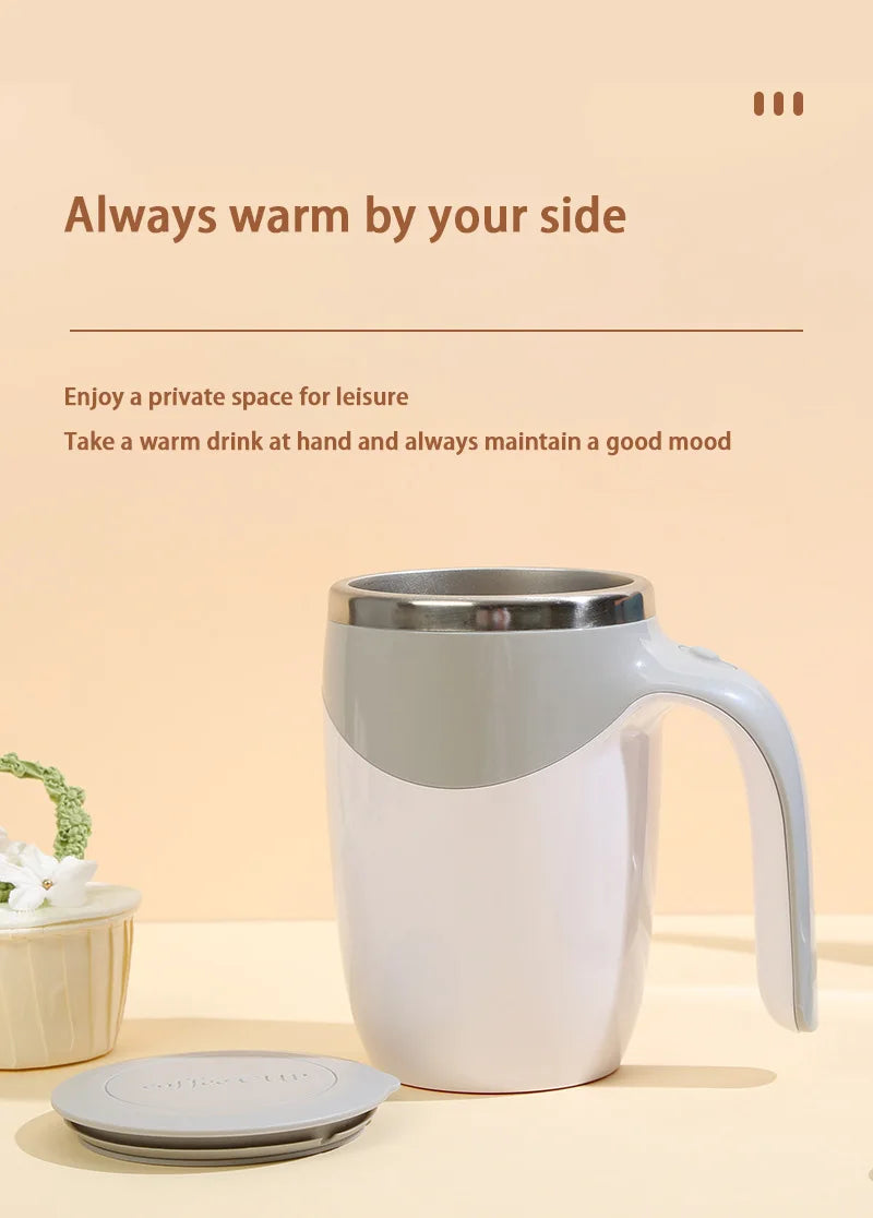 Automatic Stirring Coffee Mug - Magnetic, Electric, Stainless Steel, Self Mixing Coffee Mug