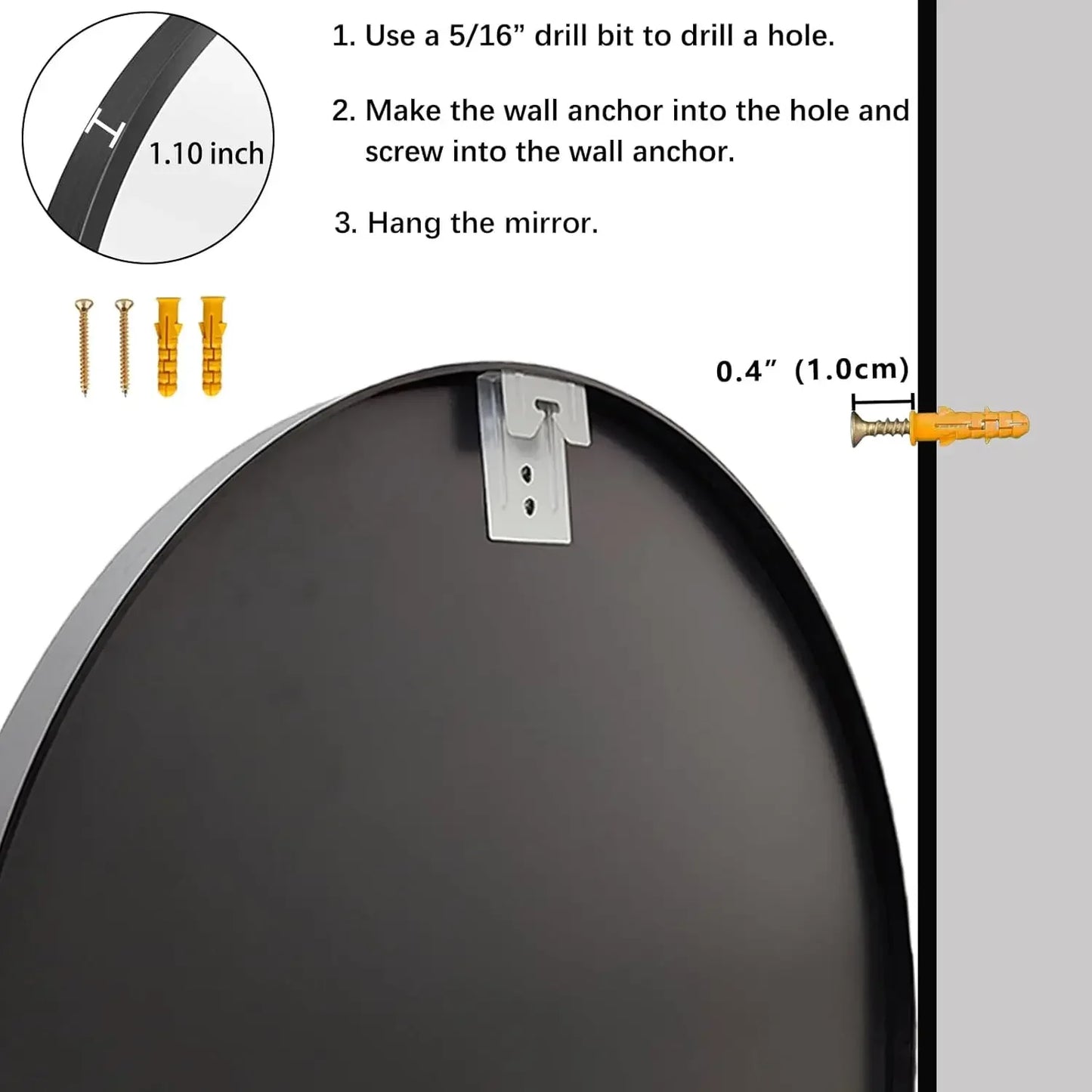 Black Round Mirror - 24 inch