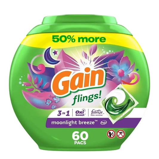 Gain Flings Laundry Detergent Pods - 60 Count - Moonlight Breeze Scent