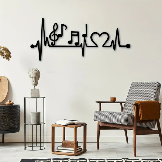 Music Lover's EKG Rhythm - Love Art: Stylish Metal Wall Decor - Music-themed Decoration