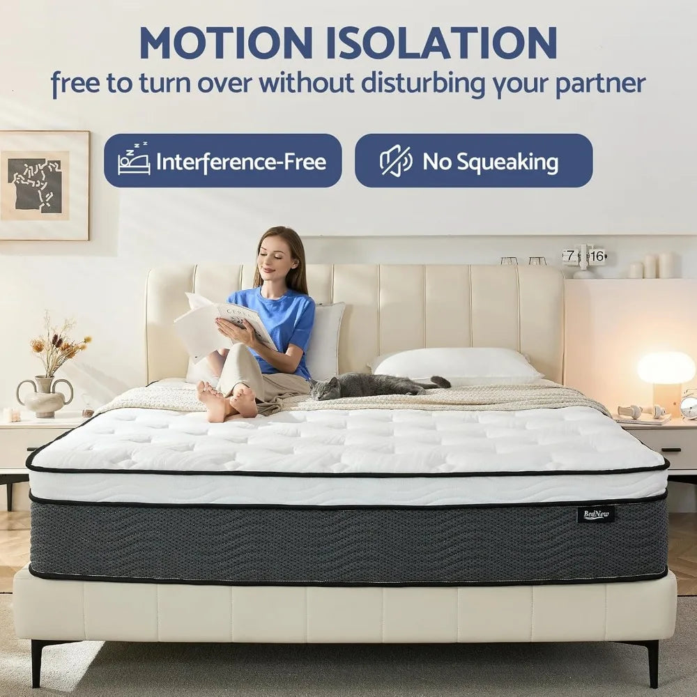 Full Mattress, 14 Inch Full Size Mattress in a Box - Hybrid Mattresses for Pressure Relief - Pocket Springs Mattresses