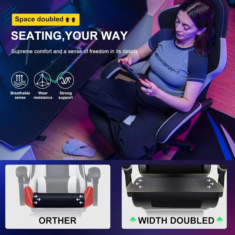 GTPLAYER Gaming Chair, Computer Office Chair with Pocket Spring Cushion, Linkage Armrests and Footrest, High Back Ergonomic Chair