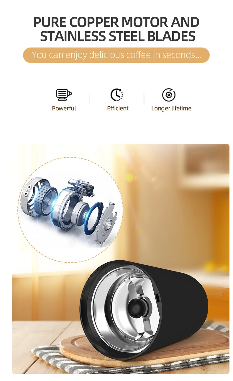 200w High-Power Coffee Bean Grinder - 11 Different Levels Of Grinds - 220V/120V