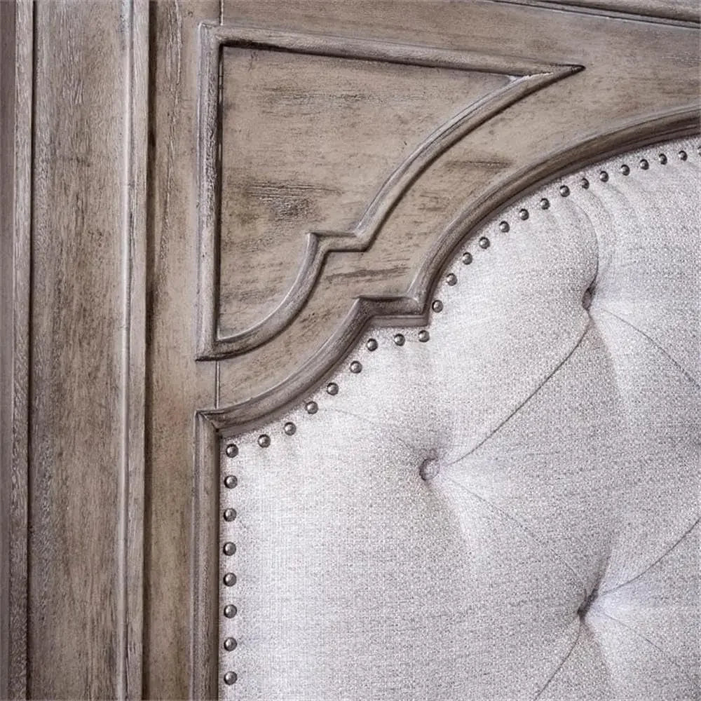 Queen Size Panel Bed with Headboard & Footboard - Upholstered, in Gray - No Box Spring Needed, Easy Assembly