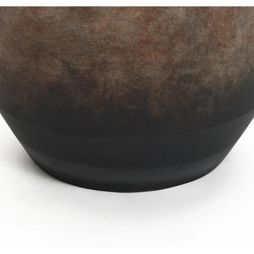 Round Ceramic Flower Vase - 13 Inch Brown Terracotta Vase