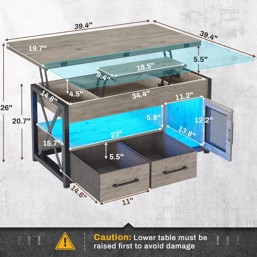 40" Lift Top Coffee Table - 4 in 1 Coffee Table with Storage Cabinet