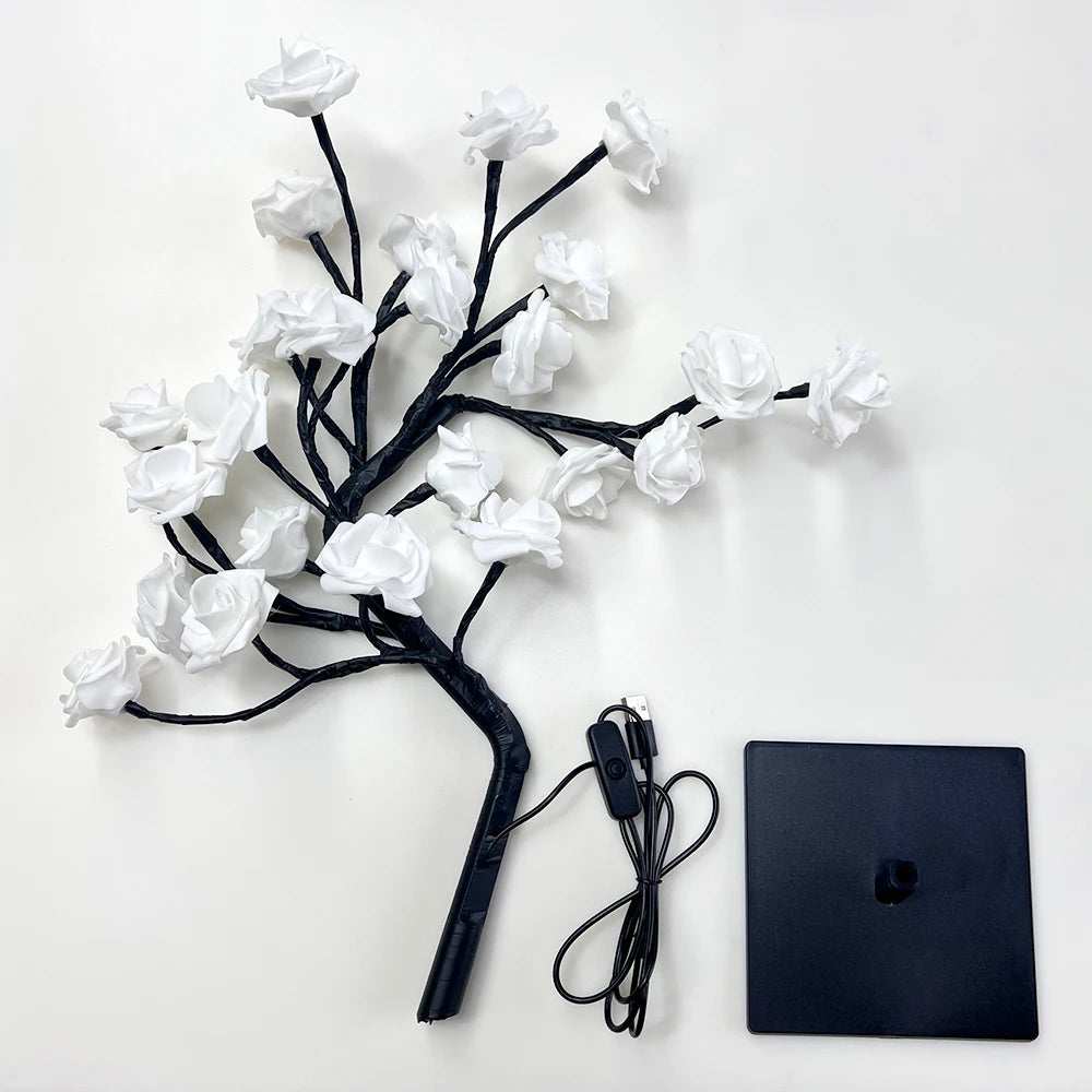 LED Rose Tree Lights 24LEDs - USB Operated Table Lamp - Atmosphere Lighting - Wedding Party Gift, Mother's Day, V-Day & Just Because