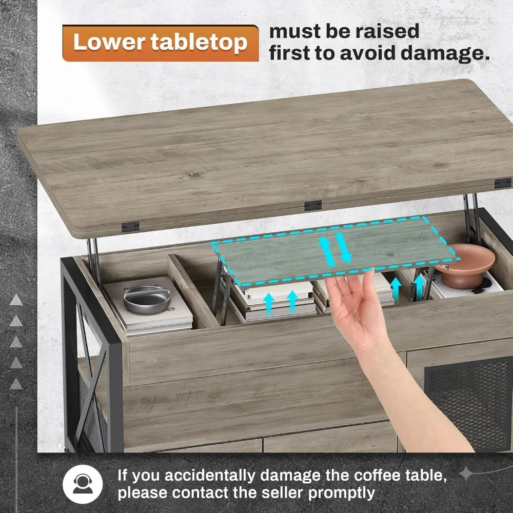 40" Lift Top Coffee Table - 4 in 1 Coffee Table with Storage Cabinet