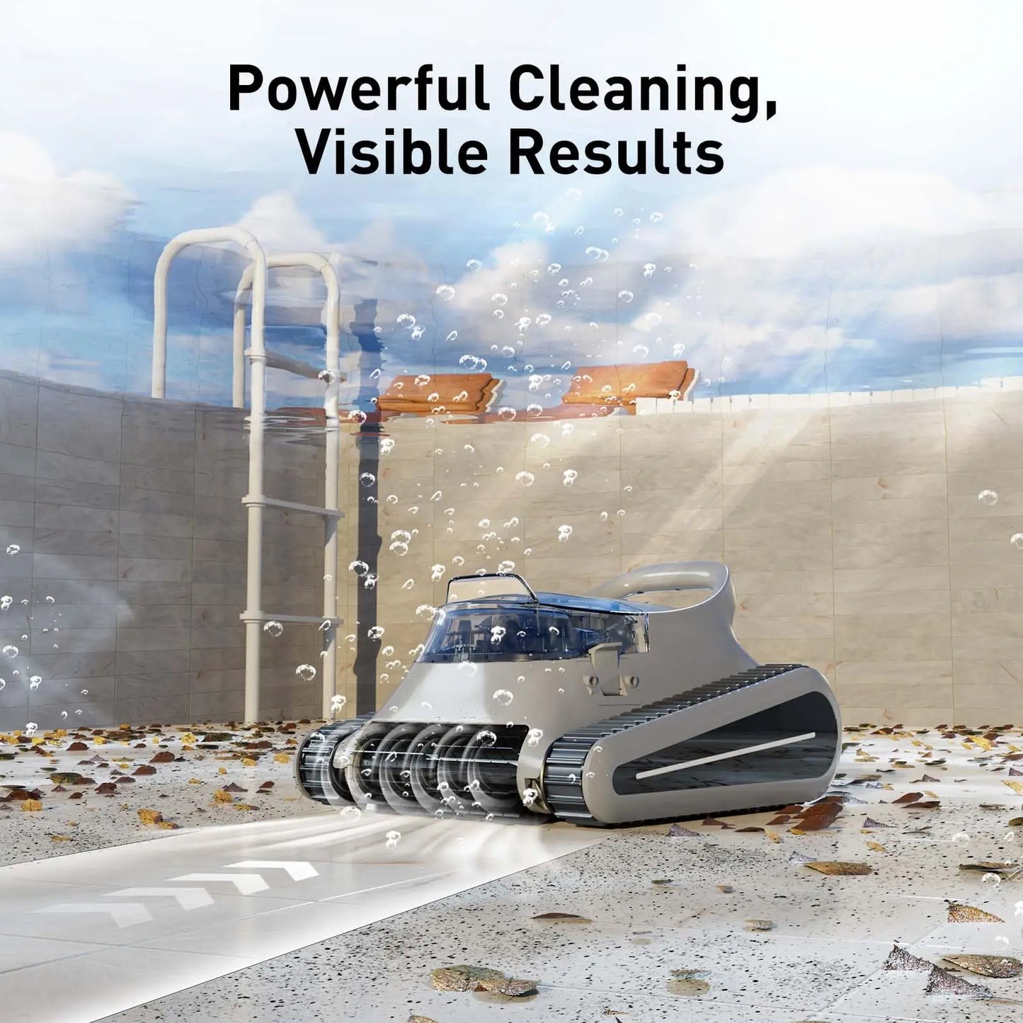 (2025 New) Seauto Crab Pro Cordless Robotic Cleaner - For Inground Pools Up To 2000 Sq.ft, & Waterline Cleaning Vacuum