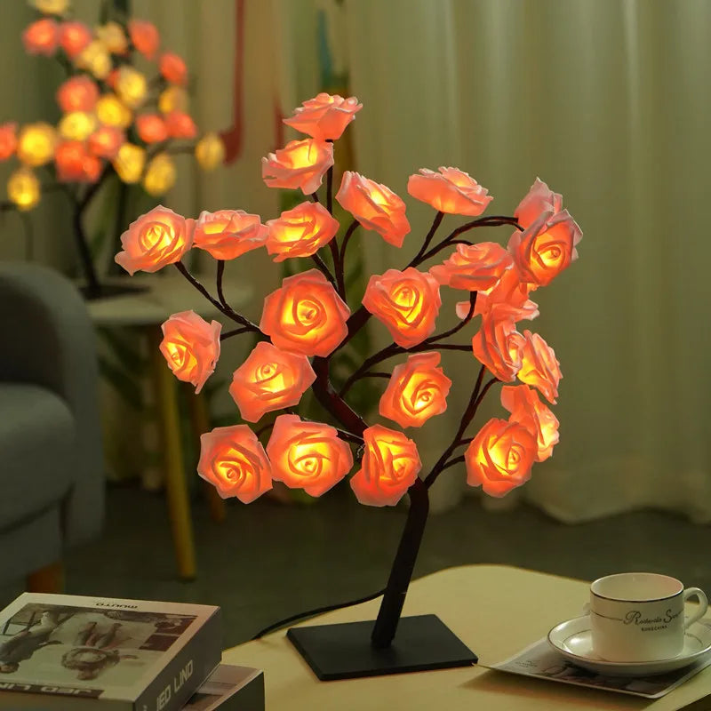LED Rose Tree Lights 24LEDs - USB Operated Table Lamp - Atmosphere Lighting - Wedding Party Gift, Mother's Day, V-Day & Just Because