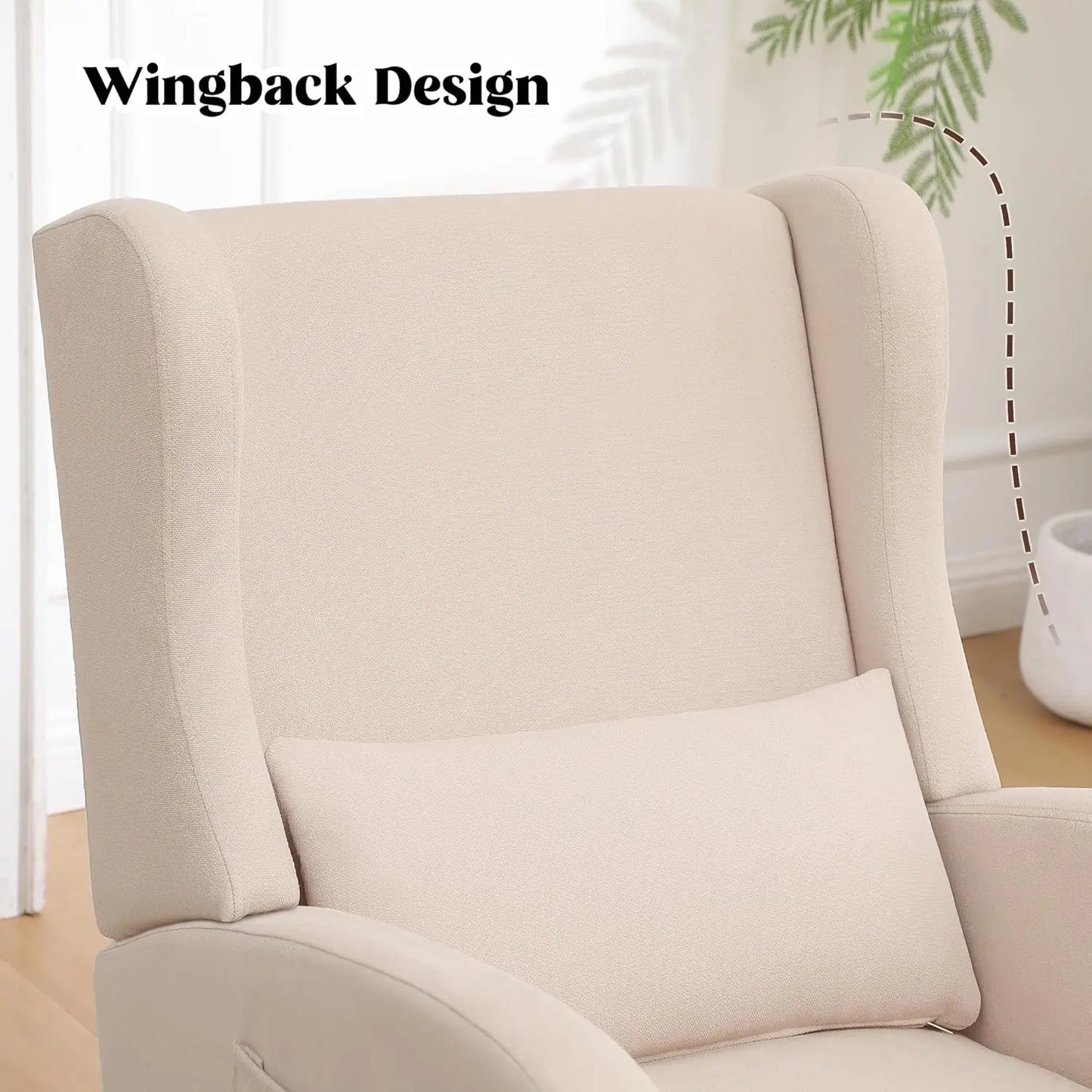 Rocking Chair with Foot Rest - Wingback Nursery Rocking Chair - Teddy Nursing Rocker Chair with Pillow