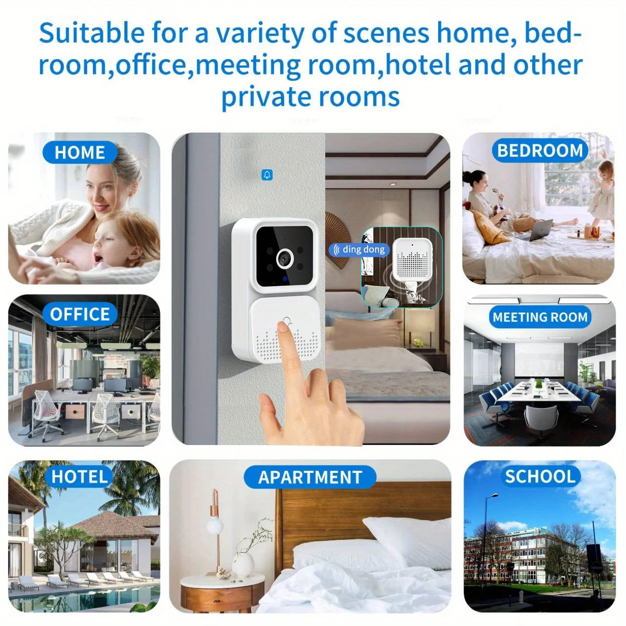 Wireless Smart Video Doorbell - 2.4GWiFi - 2-Channel Audio - Night Vision - SD Card/Cloud Storage - Home Security Surveillance Camera
