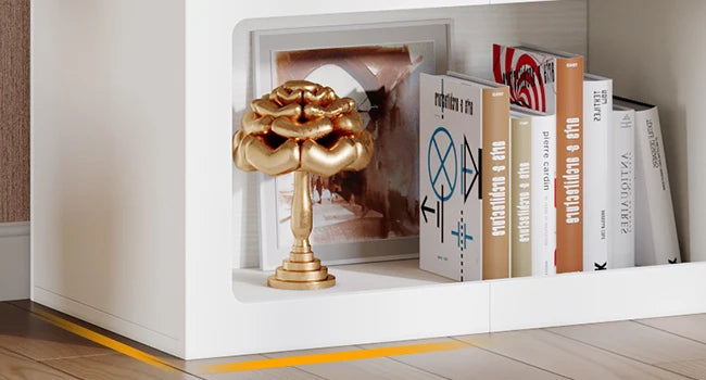 70.87" Tall Geometric Bookshelf - White Arched Bookcase with 5 Irregular Storage Shelves - Free-Standing for Living Room, Bedroom, Office