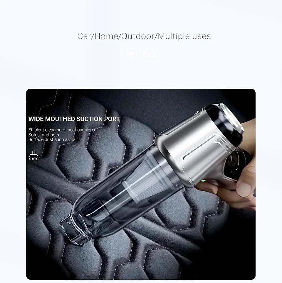New Mini Portable Car Vacuum Cleaner - Powerful Handheld Wireless Cleaner with One Click Dust Removal