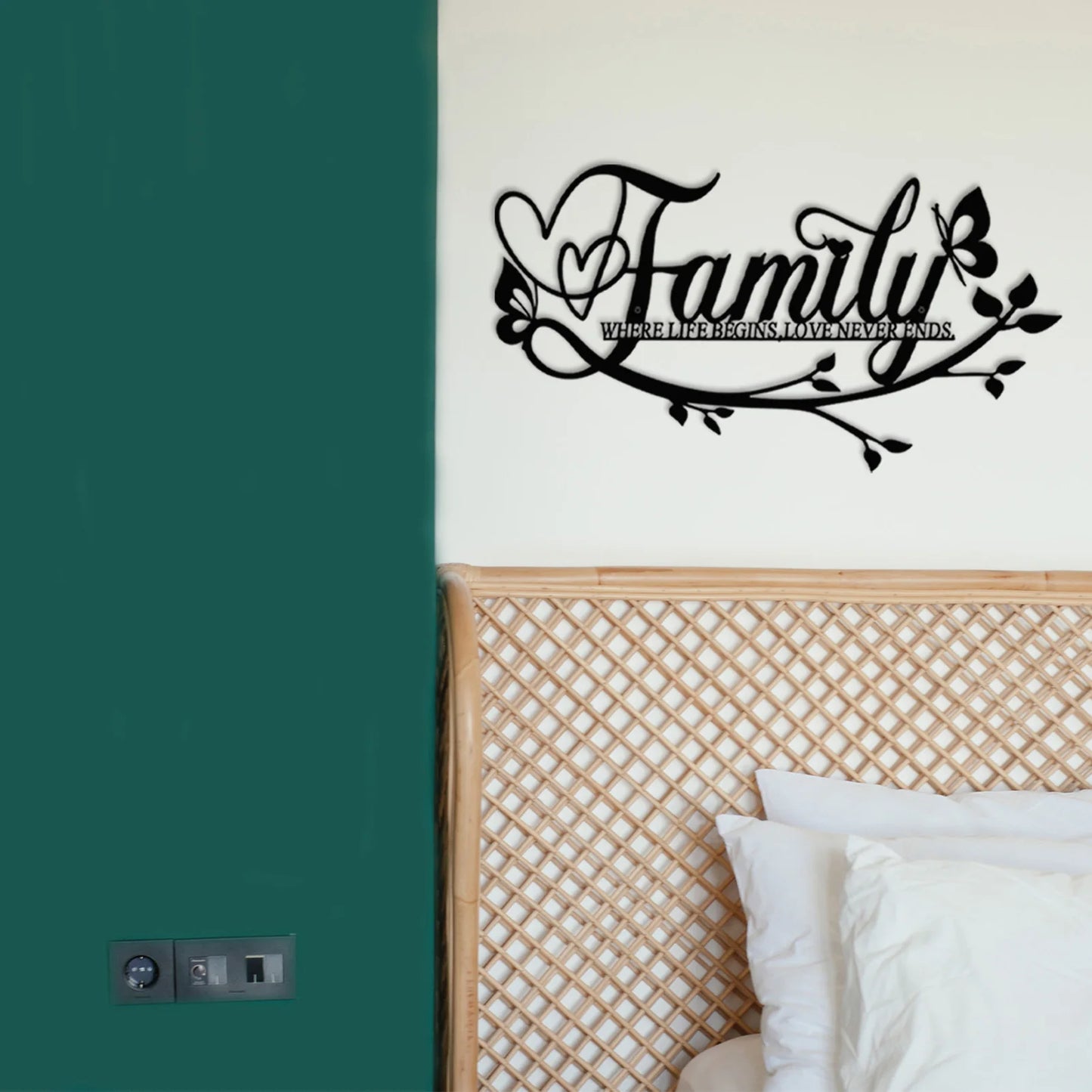Home Decor, Wall Metal Home Sign, Black Wall Art Flower Letter Sign, Metal Happy Wall Art, for Home Wall Decorations