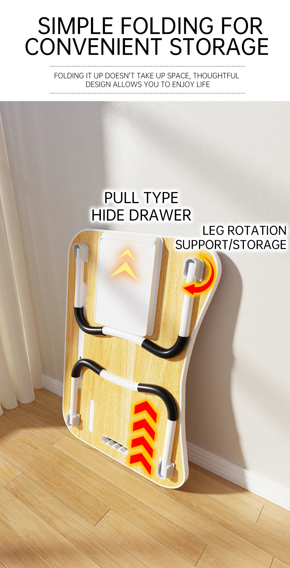 Portable Laptop Desk with USB Light, Small Fan, Cup Holder, Tablet Slot, and Lifting Handle - Foldable Laptop Table