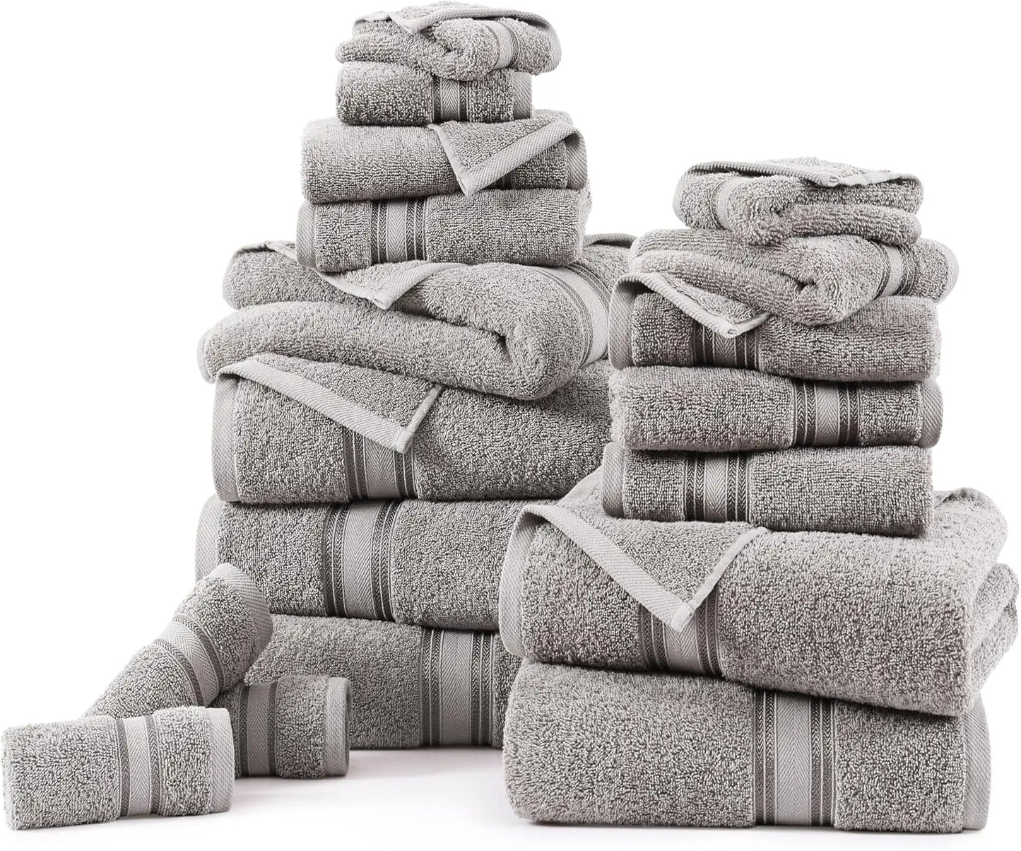 100% Cotton Soft 18 Piece Bath Towel Set - Quick Dry - Highly Absorbent Shower Towels
