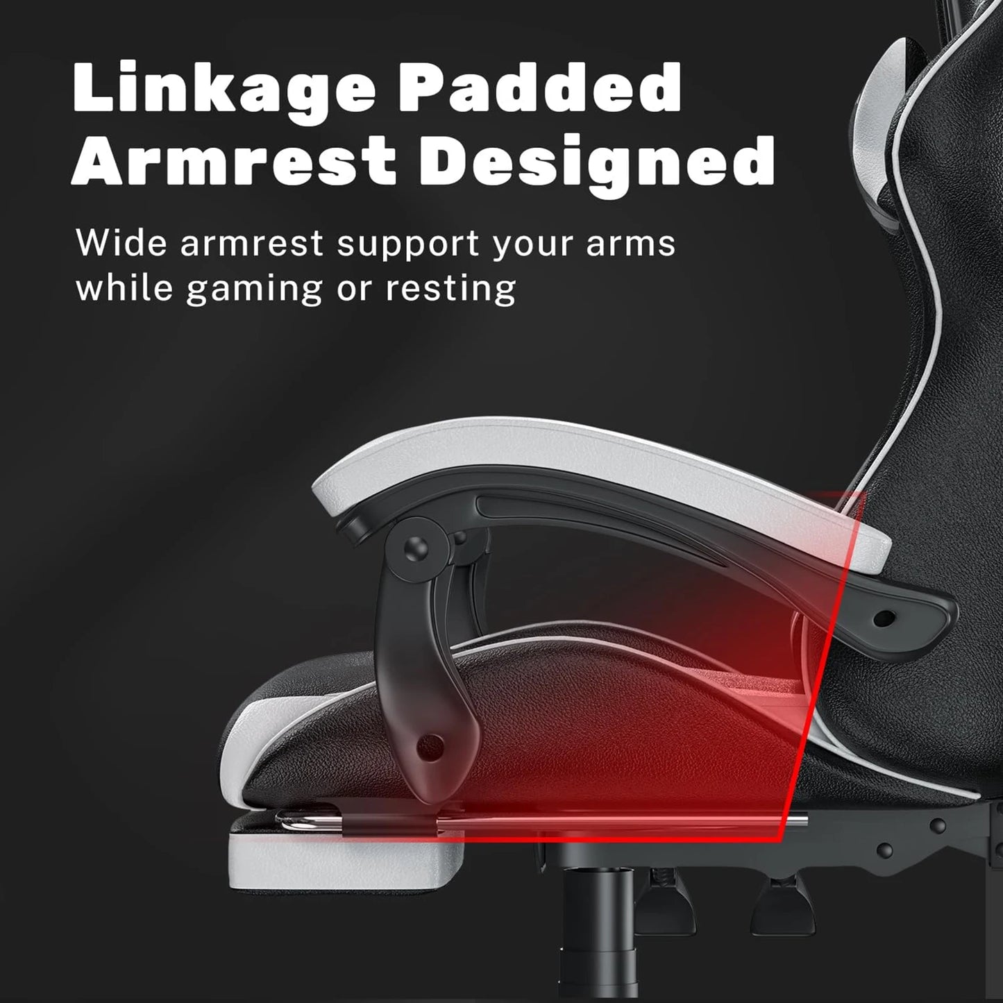 Ergonomic Gaming Chair with Footrest & Lumbar Cushion, Headrest, Height Adjustable Computer Chair