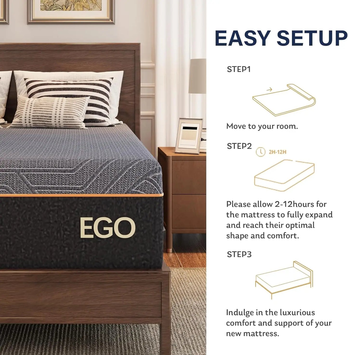 10/12/14 Inch Copper Gel Memory Foam Mattress for Pain Relief, Therapeutic Mattress in a Box, CertiPUR-US Certified