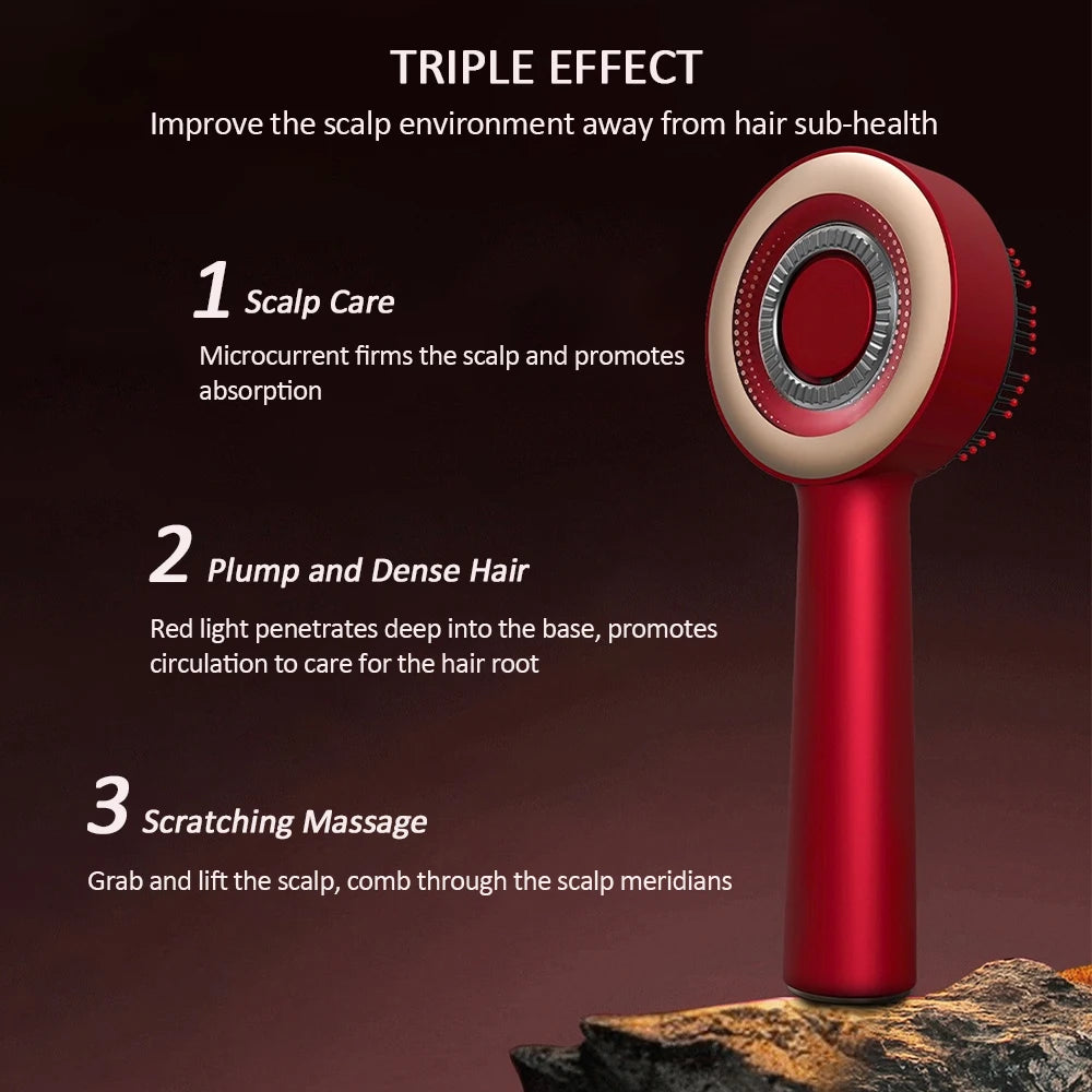 Electric Vibration Massage & Volume Comb - Red Light Therapy - Hair Growth Massage Scalp Brush, Anti Hair Loss & Liquid Oil Applicator Hair Care