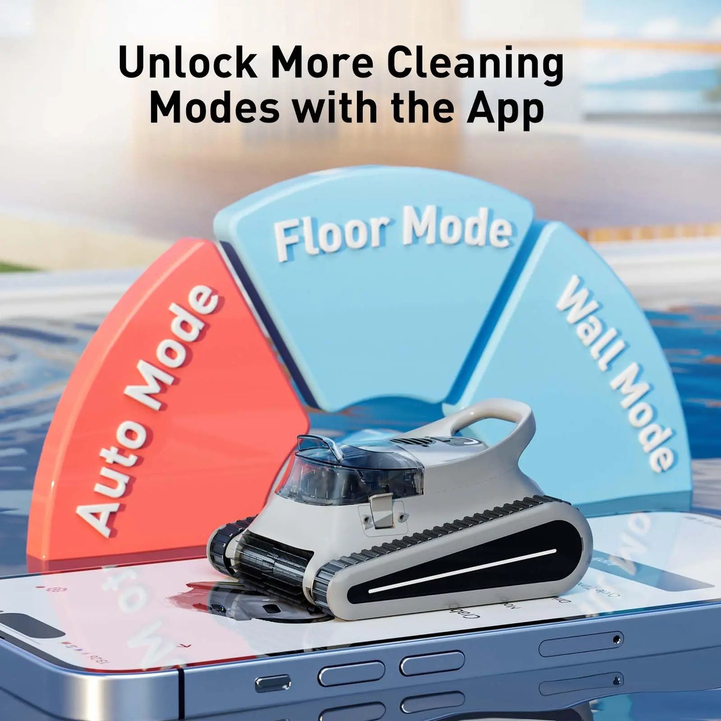 (2025 New) Seauto Crab Pro Cordless Robotic Cleaner - For Inground Pools Up To 2000 Sq.ft, & Waterline Cleaning Vacuum
