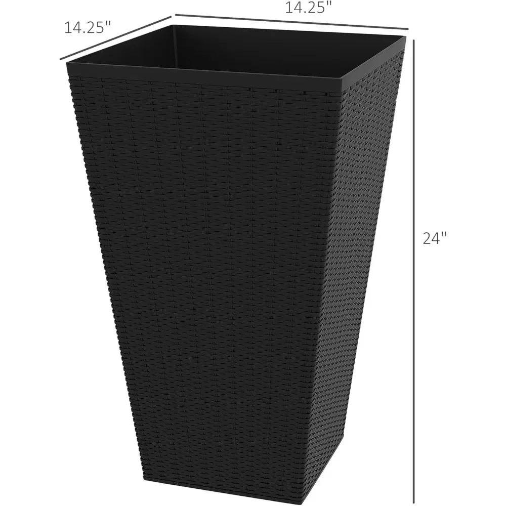 Set of 3 Tall Planters with Drainage Hole -  Indoor Planters for Porch, Front Door, Entryway - 24" Outdoor Flower Plant Pots