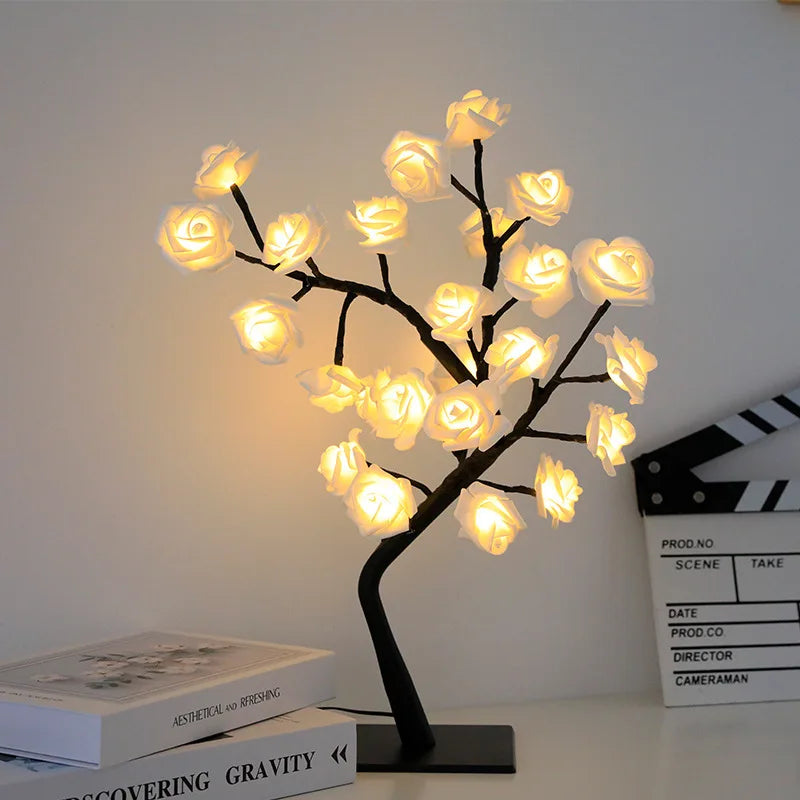 LED Rose Tree Lights 24LEDs - USB Operated Table Lamp - Atmosphere Lighting - Wedding Party Gift, Mother's Day, V-Day & Just Because