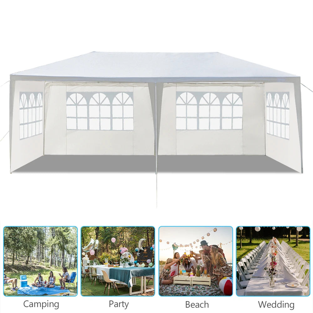 10'x20' Outdoor Party Tent with 4 Removable Sidewalls, Waterproof Canopy, Patio, Wedding, Gazebo, WHITE