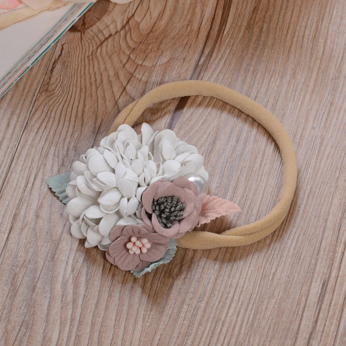 Elegant Baby Girls Headband with Shiny Rhinestones & Lace Bow - Soft Elastic Hair Band