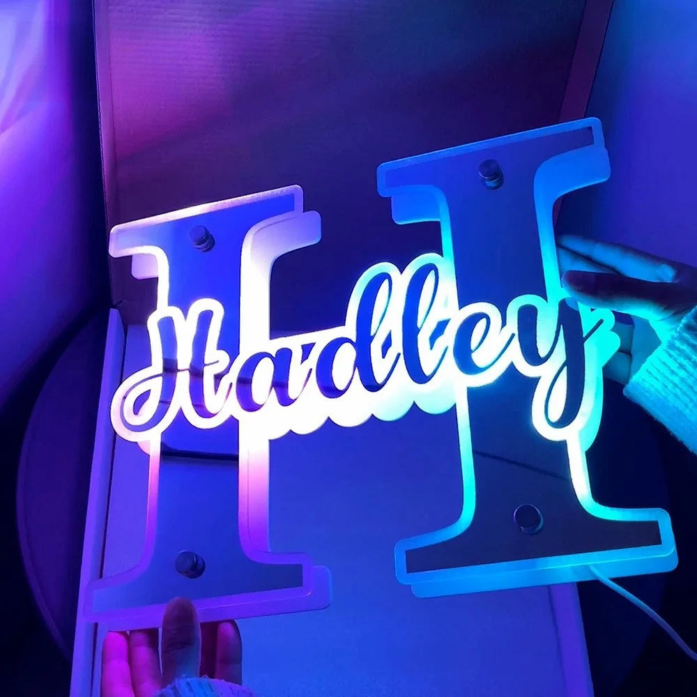 Personalized Name & Letter Mirror Light - 12 Color LED Illumination - For Any Occasion