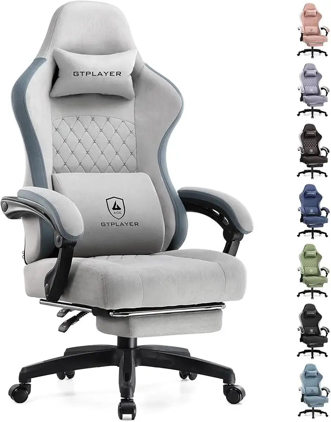 GTPLAYER Gaming Chair, Computer Office Chair with Pocket Spring Cushion, Linkage Armrests and Footrest, High Back Ergonomic Chair