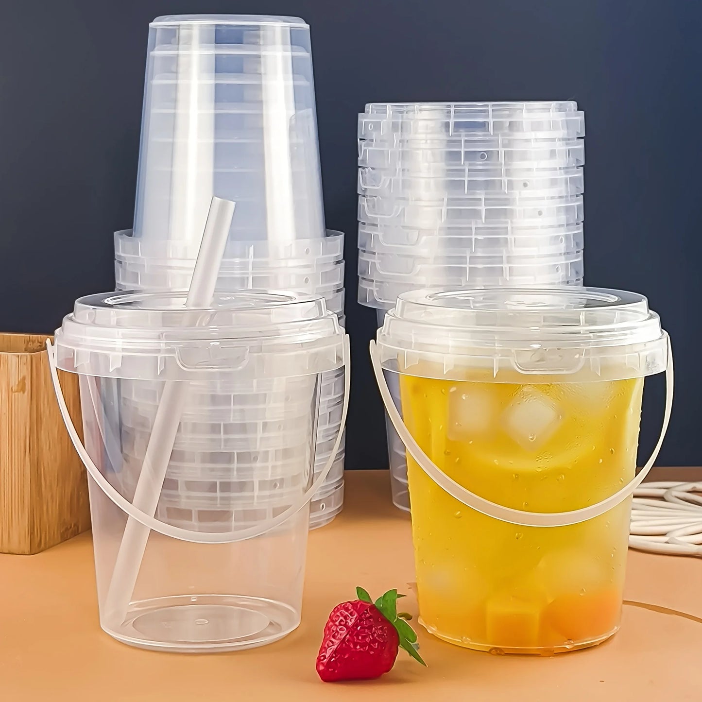 10pcs 33.81oz Large Plastic Cups with Lids & Straws - Reusable, Bpa-Free. Beverage Tumblers for Iced Drinks