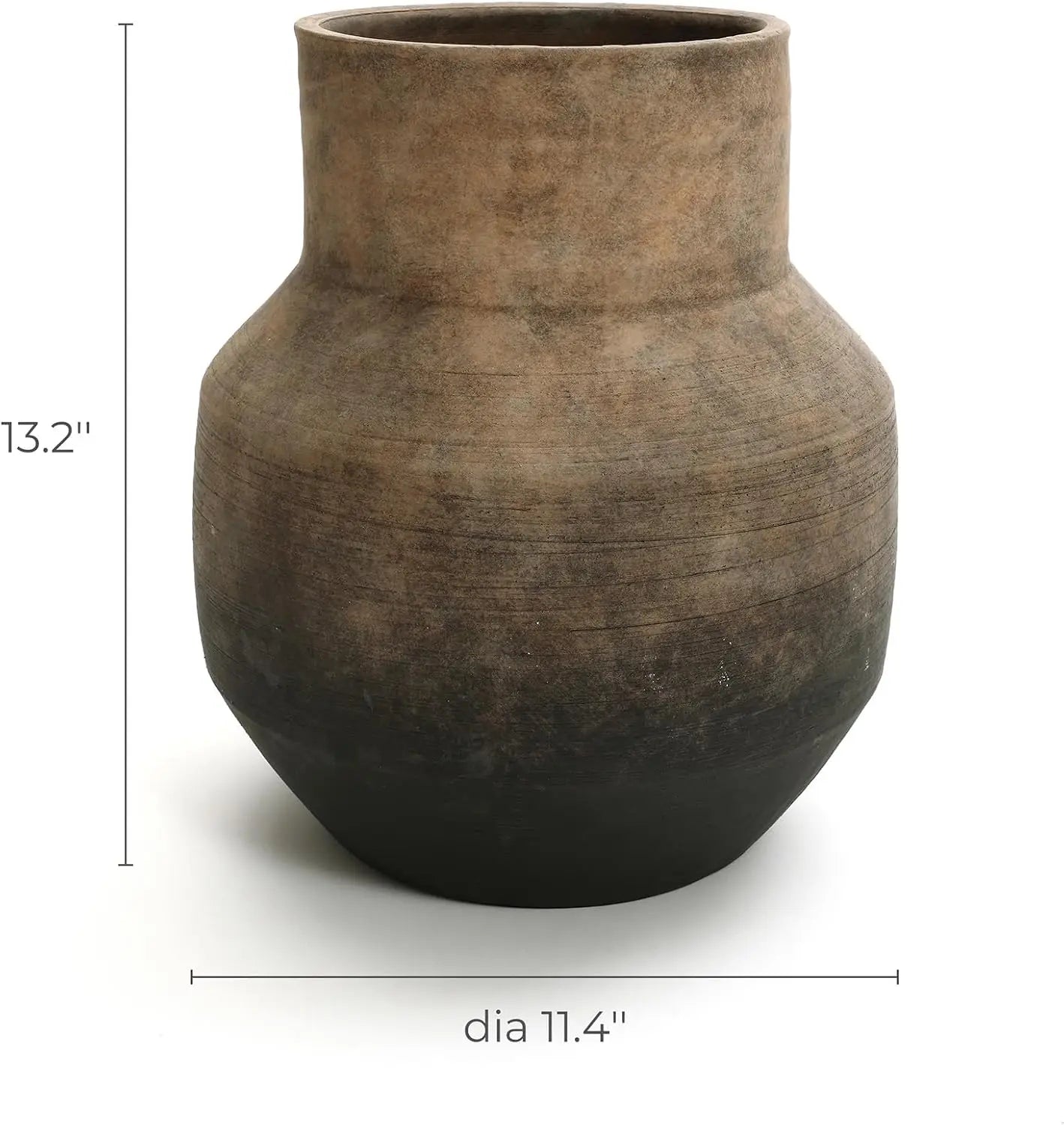 Round Ceramic Flower Vase - 13 Inch Brown Terracotta Vase