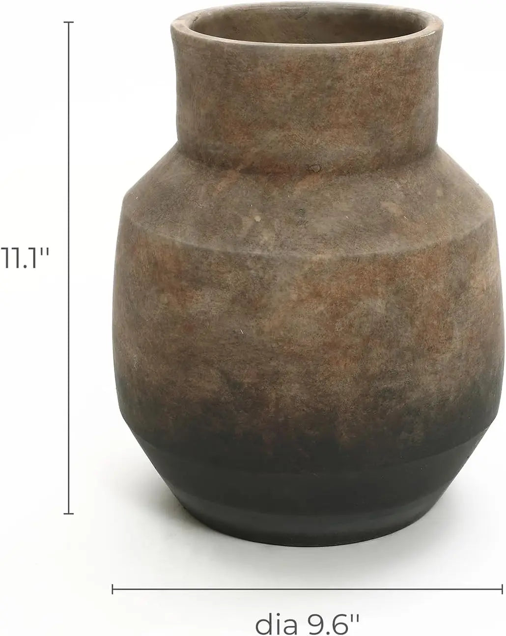 Round Ceramic Flower Vase - 13 Inch Brown Terracotta Vase