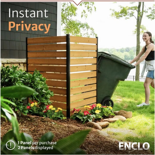 No Dig Concord Cedar Wood Privacy Screen - Great to Hide Trash Cans, AC, Decorative Patio Privacy Screen, Outdoor Privacy