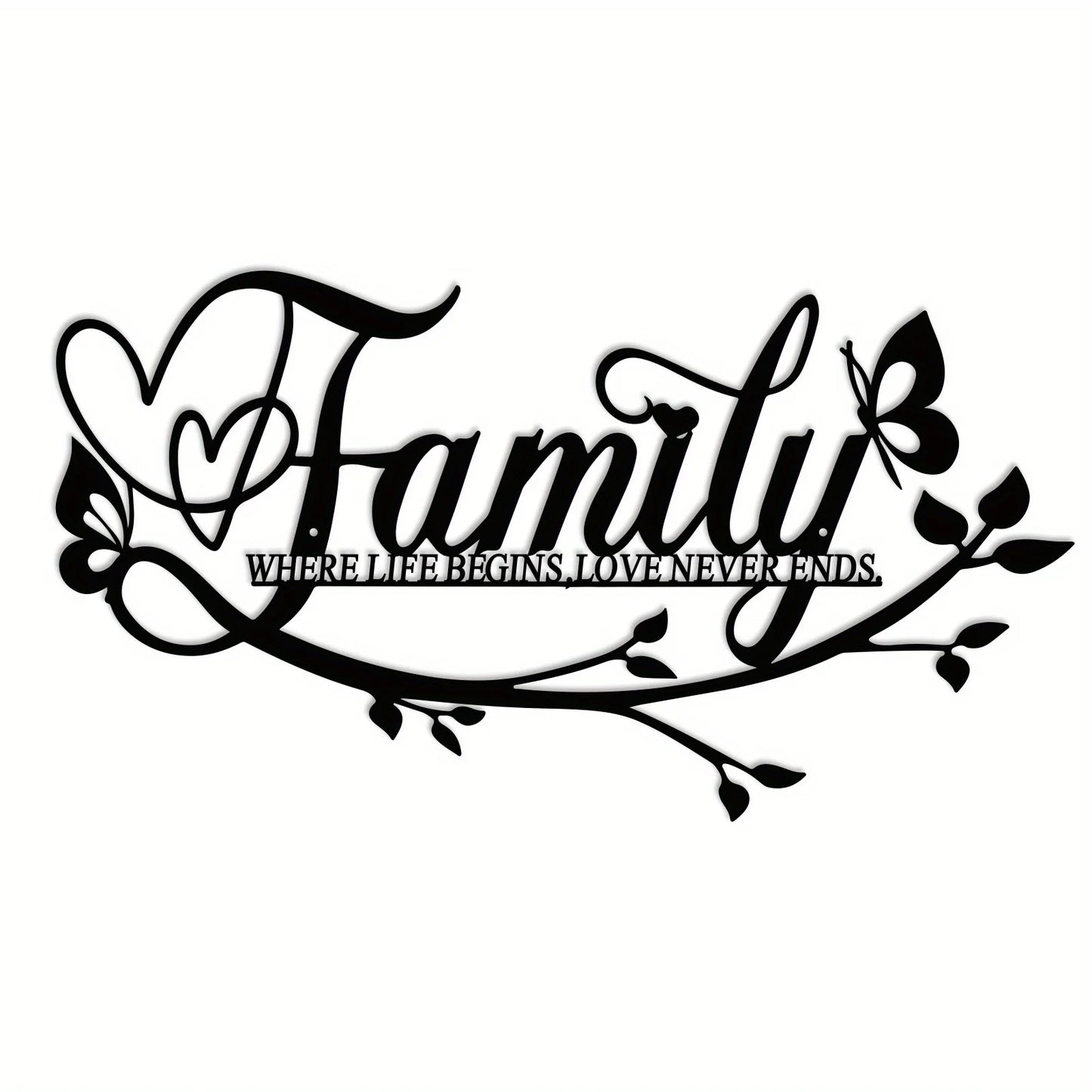 Home Decor, Wall Metal Home Sign, Black Wall Art Flower Letter Sign, Metal Happy Wall Art, for Home Wall Decorations