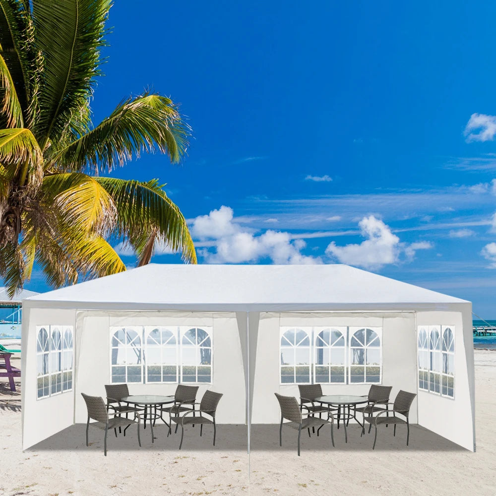 10'x20' Outdoor Party Tent with 4 Removable Sidewalls, Waterproof Canopy, Patio, Wedding, Gazebo, WHITE