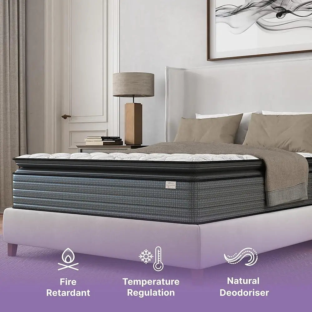 14 Inch Hybrid Pillow Top Queen Mattress, Left - Medium Firm Support - CertiPUR-US Certified Pressure Relief - Motion Isolation - Breathable