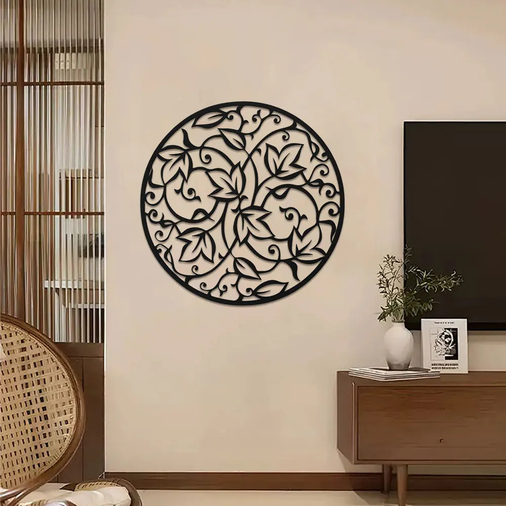 Elegant Black Metal Mandala Wall Art - Indoor/Outdoor Iron Mural